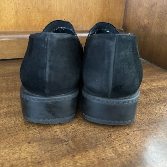 Stuart Weitzman Leather Suede Loafer Black Slip On Stretch Band Women's Size 10 - Picture 4 of 12